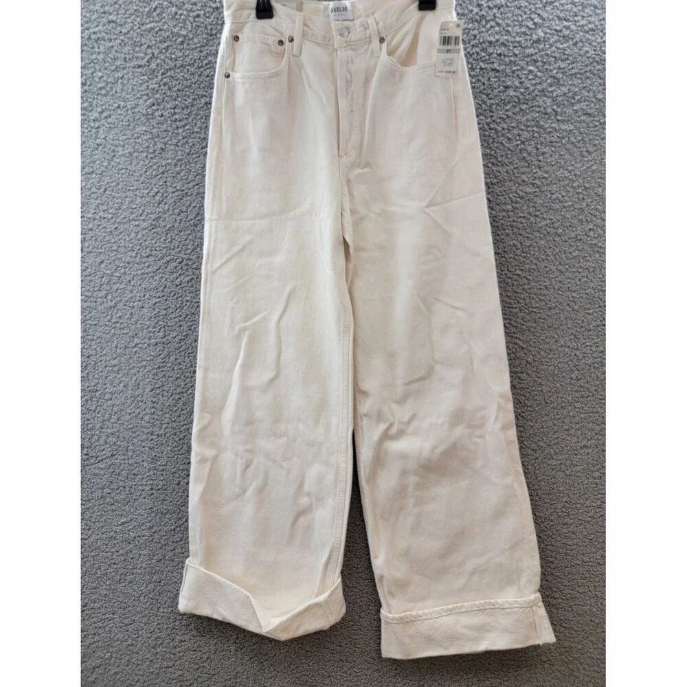 AGOLDE Dame High Rise Wide Leg Jeans Womens 27 Fortune Cookie Button Fly Closure - Picture 2 of 15